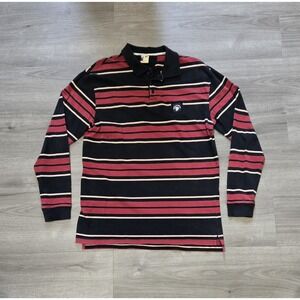 Vintage Y2k State Property Shirt Size XL Long Sleeve Striped Button Up Polo